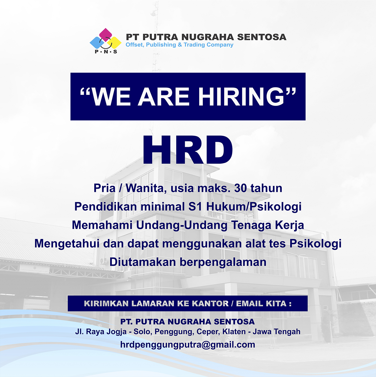 Career - PT Putra Nugraha Sentosa - We Are Hiring Join Our Team